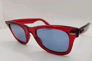 NUEVO Gafas de sol Ray-Ban RB2140 Wayfarer 6614/56 rojas sobre gris transparente/azul... - Imagen 1 de 10