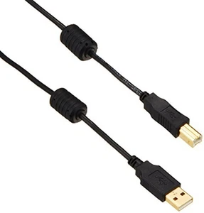 ELECOM USB cable 2m black with USB2.0 A-B type ferrite core U2C-BF20BK F/S Track - Picture 1 of 5