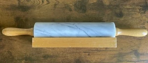 Perno a rullo 18" in marmo a vortice grigio canna 10 pollici con manici in legno e culla - Foto 1 di 2