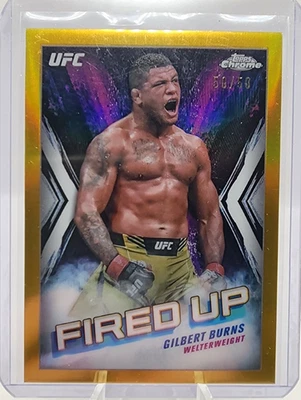 2024 Topps Chrome UFC Gold Refractor Fired Up Insert of Gilbert Burns /50!!! - Image 1 of 2