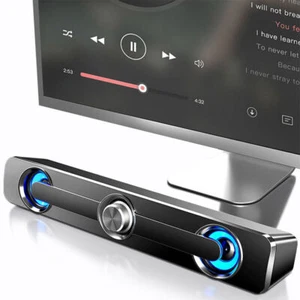 LED Wired Sound Bar Stereo Gaming Speakers USB For TV Computer PC Tablets Laptop - Picture 1 of 9