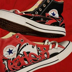 Size 9 Converse Chuck Taylor All Star High Red Custom AMD RADEON SOFTWARE DESIGN - Picture 1 of 8