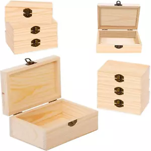 Unfinished Wooden Box with Clasp - 8 Pcs Wood Boxes for Crafts, 6 X 3.8 X 2 Inch - Picture 1 of 12