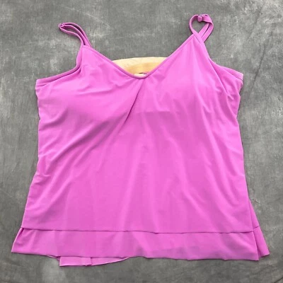 Magic Suit Tankini Top Women 24W Pink Layered Lined Underwire Bra Swim USA VTG - Изображение 1 из 4