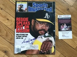 REGGIE JACKSON SIGNED 1987 SPORTS ILLUSTRATED A'S SPEAKS OUT ON RACISM JSA COA - Picture 1 of 7