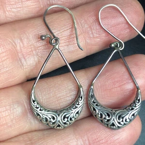 4645 Sterling Silver 925 boho scroll dangle drop earrings 2.7grams - Picture 1 of 2