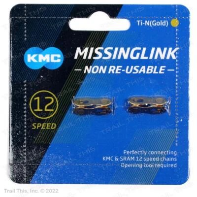 Two (2) Pack KMC 12-Speed Gold Missinglink Bike Chain Links fits Shimano SRAM - Image 1 of 3