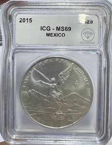 2015 Mexican 1 onza Silver Libertad ICG MS-69 IDC Verified - Picture 1 of 2