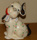 Vintage Napco Flower Spaniel Dog Bank Ceramic Figurine 1956 raised roses CUTE
