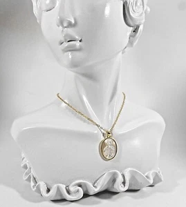 Natural Mother of Pearl Mary Miraculous Necklace Christian Confirmation Gift  - Picture 1 of 21