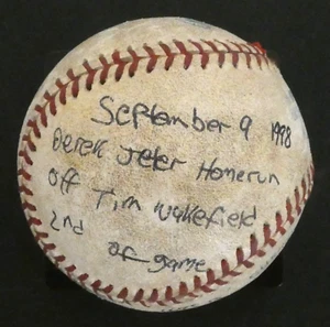 Derek Jeter Game Used Home Run Baseball 9/9/1998 2nd Off Tim Wakefield - Bild 1 von 7