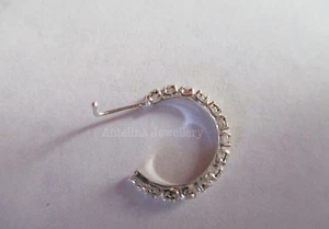 Lab Created CZ Round Shape nose Beautiful stud hoop Clear 925 Sterling Silver - Picture 1 of 4