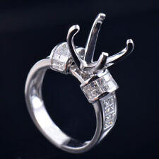 Round Cut 12MM Solid 14K White Gold VS Princess Diamond Engagament Ring Setting