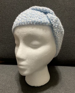 New Handmade Crochet Blue Twisted Turban Headband Earwarmer - Skier's Headwrap - Picture 1 of 9