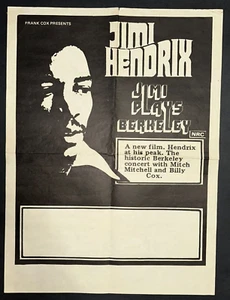 JIMI HENDRIX Original Jimi Plays Berkeley Movie Poster 1971 - Picture 1 of 2