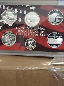2007 S Proof State Quarter Set 90% SILVER! with Box, COA 5 Coins US Mint - Picture 1 of 3