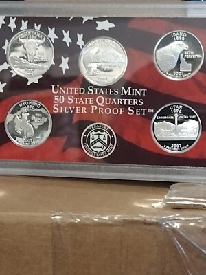 2007 S Proof State Quarter Set 90% SILVER! with Box, COA 5 Coins US Mint - Image 1 of 3