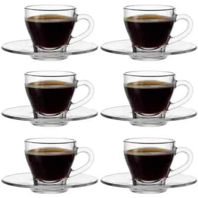 Juego de café CoK de 6 piezas taza de té de vidrio transparente platillo espresso capuchino toscana 11 cl Foto 1 de 3
