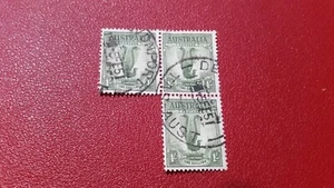 Stamps (3) Joined Lyre Bird 1/- Post Marked Davenport Tasmania 5th Feb 1951 - Picture 1 of 8