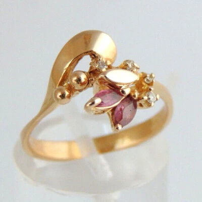 Schöner Damenring mit Rubin und Diamanten - 750er Gelbgold, Ring Gr. 54 - Bild 1 von 4