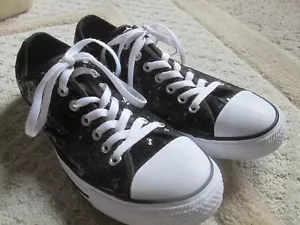 Converse Chuck Taylor All Star Sneaker Damen 12 / Herren 10 schwarz Pailletten Schuhe - Bild 1 von 7
