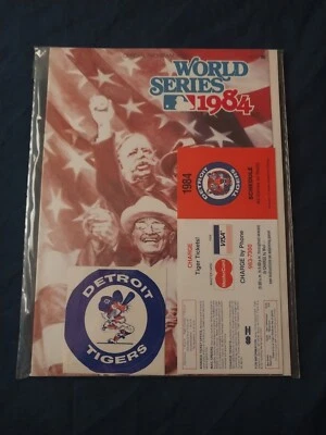 1984 World Series Official Program Detroit Tigers with Pocket Schedule & Sticker - Image 1 of 2