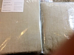 Pottery Barn Two (2) Rustic Chenille Curtains 50X108 Dark Oatmeal NWT - Picture 1 of 1