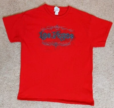 Camiseta Delta Pro Weight Boys talla L roja manga corta Las Vegas gráfica usada en excelente estado Foto 1 de 4