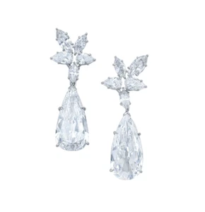 925 Sterling Silver Dangle Earrings For Women Handmade CZ Red Carpet New Jewelry - Picture 1 of 2