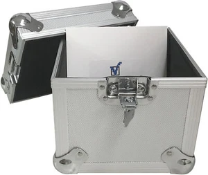 USED Silver Aluminum 7" 45 RPM Record Storage Box (Holds 100 Records) #2214 - Picture 1 of 1