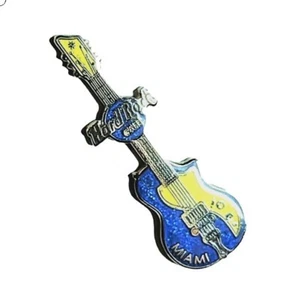 Hard Rock Cafe Miami 2001 HRC Mini Guitar Series Hat Pin Lapel Pin Ltd Ed 3000 - Picture 1 of 2