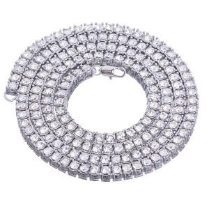 Bust Down Neu Herren Iced Versilbert 4mm Rund Stein RH Tennis Kette Halskette - Bild 1 von 9