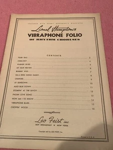 1937 Folio Partituras LIONEL HAMPTON’S VIBRAPHONE FOLIO (Feist Co.) 16 Páginas - Imagen 1 de 10