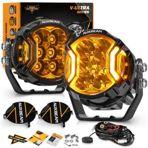 Auxbeam Ámbar 3" 108W LED Cápsulas Redondas Tirador Lateral Luz y DRL + Arnés Coches Barcos - Imagen 1 de 12