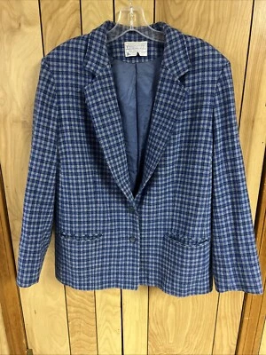 Vintage Pendleton Womens 100% Wool Blazer Blue Plaid Sz 10/12 Jacket - Image 1 of 3