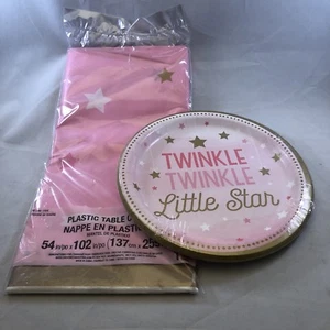Twinkle Twinkle Little Star Girls Birthday Party Plastic Table Cover Plates - Picture 1 of 9