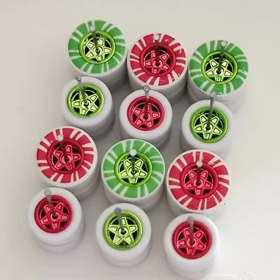 RUEDAS PERSONALIZADAS 1/64 GOMA VERDE/ROJO CANDY BASTON NEUMÁTICOS 6 JUEGOS 1/64 TALLA 55 GASSER Foto 1 de 3