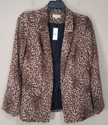 Loft AnnTaylor Blazer Women Size 4 Long Sleeve Open Front Leopard Cheetah NEW - Image 1 of 4