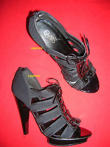 Carlos 5 1/4 Heel Shoes Black Strappy Pump Women 8.5 Sexy 1 1/4 Platform Santana