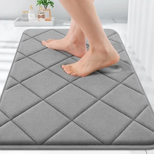 OLANLY Memory Foam Bath Mat 30x20, Ultra Soft and Absorbent 30" x 20", Grey - Picture 1 of 7