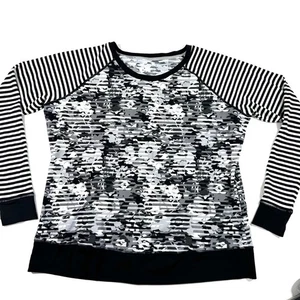 Coolibar Womens UPF Long Sleeve Shirt Black White Floral Stripes Size XXL - Picture 1 of 6