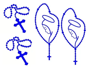 Rosario Cruz Virgen María Católica en Rosario Paquete de 4 Calcomanías Vinilo Azul Ventana Coche - Imagen 1 de 1