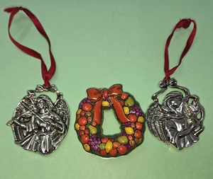 Gorham Silver-plated Angels & Hallmark Fruit Wreath Christmas Holiday Ornaments - Picture 1 of 8