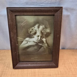 Antik Vintage Viktorianisch M.B. Parkinson Bild Amor schläft im Rahmen 1897 - Bild 1 von 6