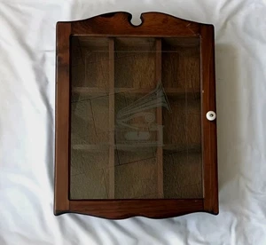 Vintage 16.5x21.5 Wall Mounted Wood Curio Cabinet w/Frosted Musical Decor Glass - Picture 1 of 3