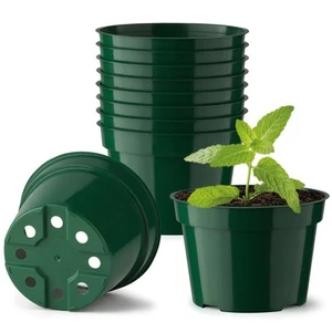 10 Pack 4 Inch Plastic Plant Pots, Thickened Sturdy Nursery Pots, Seed Starte... - Picture 1 of 7