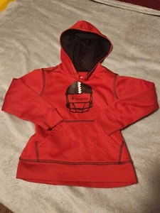 Champion Boys Size 5/6 Red Hoodie w/Black Football Hemet on Front - Picture 1 of 6