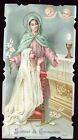 ANTIQUE  RELIGIOUS  HOLY CARD OF COMMUNION GIRLS WITH ST MARY
