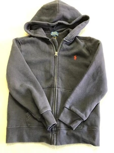 Polo Ralph Lauren Sweatshirt Boy's 7 Navy Blue Full Zip Fleece Hoodie - Picture 1 of 5