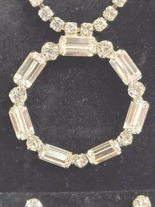 vintage clear round and baguette rhinestone necklace - Picture 1 of 5